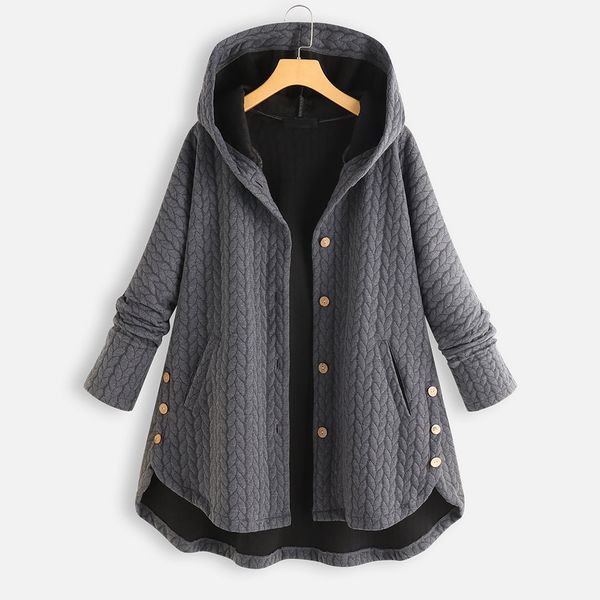 female jacket fashion women coat hooded warm loose coat female plus size button pockets long sleeve casual jackets #1017, Black;brown
female jacket fashion women coat hooded warm loose coat female plus size button pockets long sleeve casual jackets #1017, Black;brown