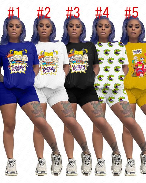 women cartoon tracksuit letter printed summer shorts sets t shirt + biker shorts two pieces outfits designer sports suit casual cloth d62301, White
women cartoon tracksuit letter printed summer shorts sets t shirt + biker shorts two pieces outfits designer sports suit casual cloth d62301, White