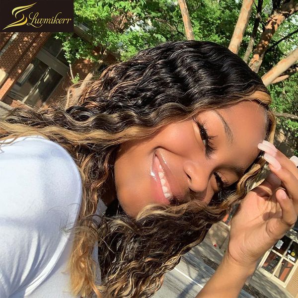 180 density curly ombre peruvian 13Ã6 hd transparent lace front human hair wigs for black women colored frontal wig pre plucked, Black;brown
180 density curly ombre peruvian 13Ã6 hd transparent lace front human hair wigs for black women colored frontal wig pre plucked, Black;brown