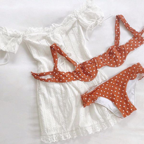 

summer fashion new women's split bikini polka dot flounce style swimsuit two-piece swimwear bathing suit