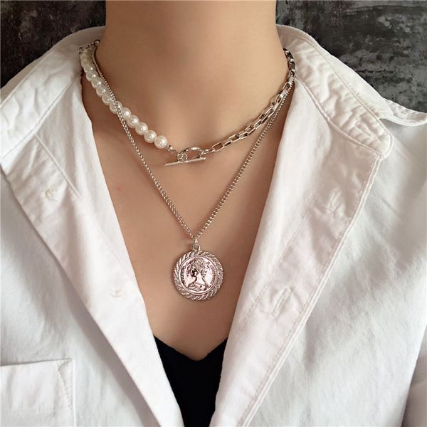 punk round beauty head pendant necklace metal double layer pearl link chain choker for women hip hop jewelry mujer colar, Silver
punk round beauty head pendant necklace metal double layer pearl link chain choker for women hip hop jewelry mujer colar, Silver
