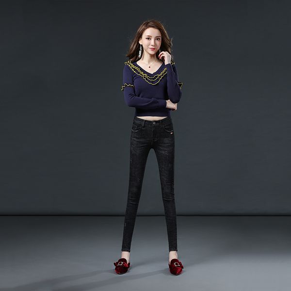 black plus velvet jeans female 2019 new winter korean version was thin elastic thickening wear feet pants, Blue
black plus velvet jeans female 2019 new winter korean version was thin elastic thickening wear feet pants, Blue