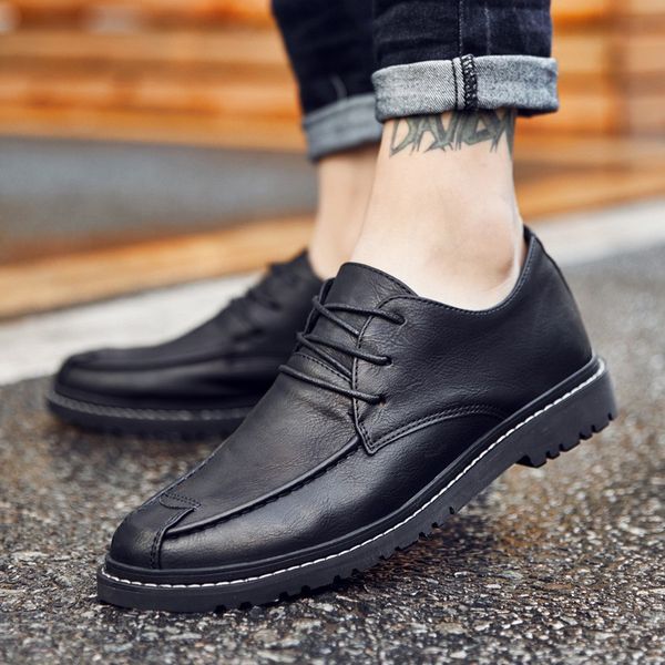 casual leather shoes men's korean-style nappa shoe spring trend youth england small leather shoes men lace-up moccosins, Black
casual leather shoes men's korean-style nappa shoe spring trend youth england small leather shoes men lace-up moccosins, Black