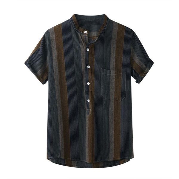 klv men's blouse polyester men's dress shirt casual loose short sleeve striped print button down shirt summer top, White;black
klv men's blouse polyester men's dress shirt casual loose short sleeve striped print button down shirt summer top, White;black