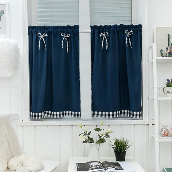 rural style bow short curtain kitchen curtain bay window student