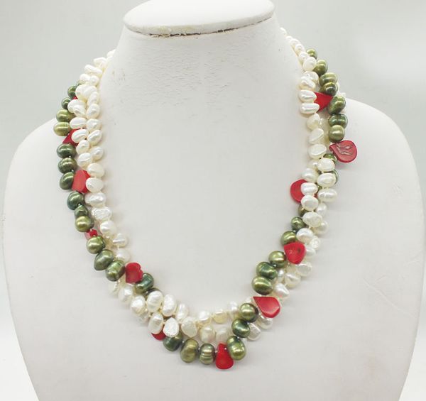 classic gorgeous bridal wedding necklace, 3 strands, freshwater pearls. red coral necklace 19, Golden;silver
classic gorgeous bridal wedding necklace, 3 strands, freshwater pearls. red coral necklace 19, Golden;silver
