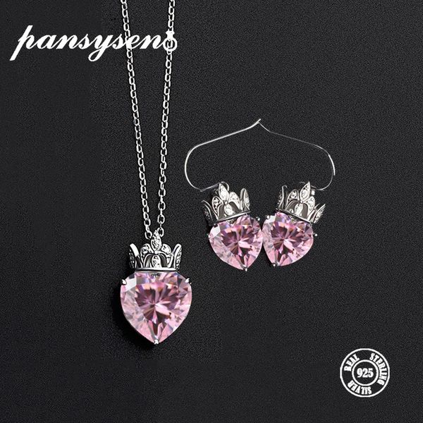 pansysen 100% 925 sterling silver jewelry sets heart pink quartz crown pendant necklace earrings fashion jewelry set for women, Black
pansysen 100% 925 sterling silver jewelry sets heart pink quartz crown pendant necklace earrings fashion jewelry set for women, Black