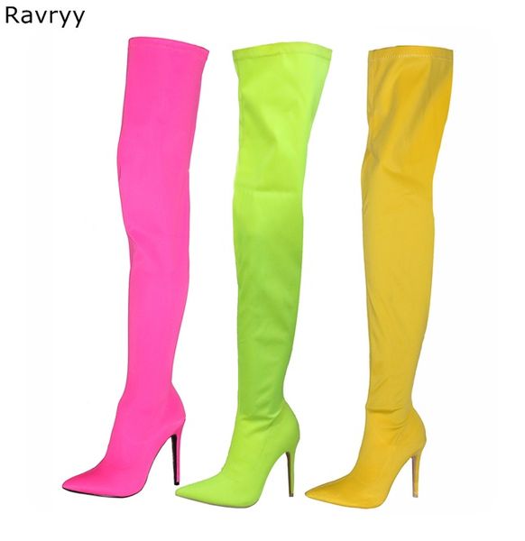 candy color elastic woman's long boots orange pink green pointed toe thin leg autumn over-the-knee boot model club female shoes, Black
candy color elastic woman's long boots orange pink green pointed toe thin leg autumn over-the-knee boot model club female shoes, Black