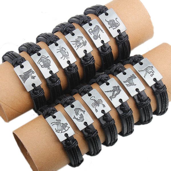 12pcs/set 12 zodiac signs bracelet for men women virgo libra scorpio taurus bracelet mens leather bracelets fashion jewelry, Golden;silver
12pcs/set 12 zodiac signs bracelet for men women virgo libra scorpio taurus bracelet mens leather bracelets fashion jewelry, Golden;silver