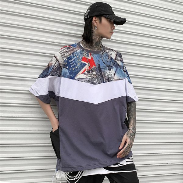 summer designer panelled tees fashion mens digital printed tshirts casual loose male with pockets, White;black
summer designer panelled tees fashion mens digital printed tshirts casual loose male with pockets, White;black