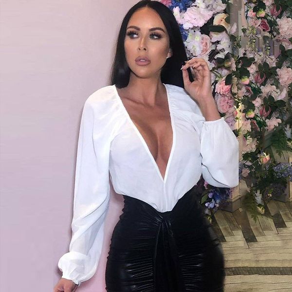 womens designer t shirt summer long sleeve v-neck t-shirt chiffon jumpsuit base shirt, White
womens designer t shirt summer long sleeve v-neck t-shirt chiffon jumpsuit base shirt, White
