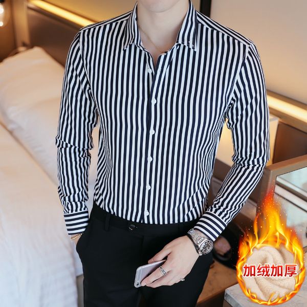 plus velvet thick dress shirt men's slim warm fashion casual striped shirt men british wind long-sleeved shirts mens -5xl, White;black
plus velvet thick dress shirt men's slim warm fashion casual striped shirt men british wind long-sleeved shirts mens -5xl, White;black
