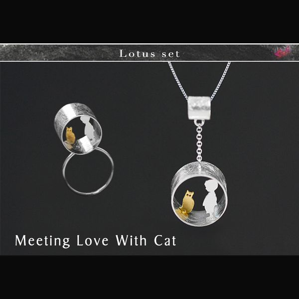 lotus fun real 925 sterling silver handmade fine jewelry cute meeting love with cat jewelry set with ring pendant necklace, Black
lotus fun real 925 sterling silver handmade fine jewelry cute meeting love with cat jewelry set with ring pendant necklace, Black