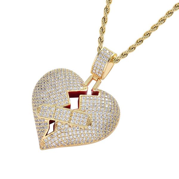 fashion-luxury designer 18k gold plated iced out cubic zirconia broken heart pendant love necklace diamond lovers jewelry for couples, Silver
fashion-luxury designer 18k gold plated iced out cubic zirconia broken heart pendant love necklace diamond lovers jewelry for couples, Silver