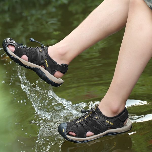 men sandals genuine leather england style male sandals cow leather sandals beach shoes, Black
men sandals genuine leather england style male sandals cow leather sandals beach shoes, Black