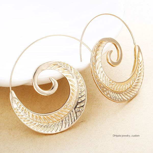 Metal Big Swirl Earrings Punk Style Statement Hollow Hoop Earrings Women Golden Color Ethnic Vintage Earrings Wholesale E0446
Metal Big Swirl Earrings Punk Style Statement Hollow Hoop Earrings Women Golden Color Ethnic Vintage Earrings Wholesale E0446