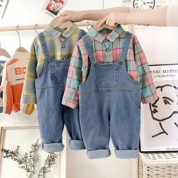 2020 новые девочек для мальчиков 2 шт набор клетчатую рубашку + denim overallls spring детские костюмы 1-5 лет po144, White 
2020 новые девочек для мальчиков 2 шт набор клетчатую рубашку + denim overallls spring детские костюмы 1-5 лет po144, White