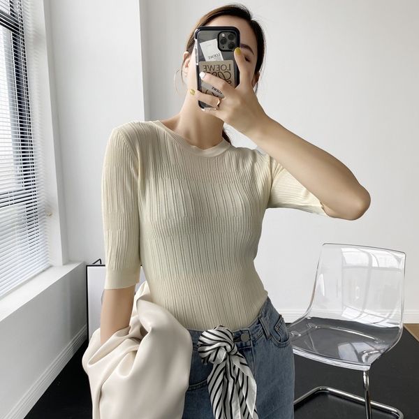 white brief knitting sweater loose fit round neck half sleeve women pullovers new fashion tide spring summer 2020, White;black
white brief knitting sweater loose fit round neck half sleeve women pullovers new fashion tide spring summer 2020, White;black