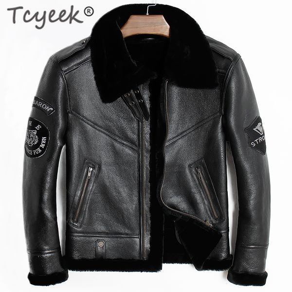 tcyeek streetwear genuine leather jacket men jaqueta de couro 2019 real sheep shearling coat thick warm wool liner outerwear 801, Black
tcyeek streetwear genuine leather jacket men jaqueta de couro 2019 real sheep shearling coat thick warm wool liner outerwear 801, Black