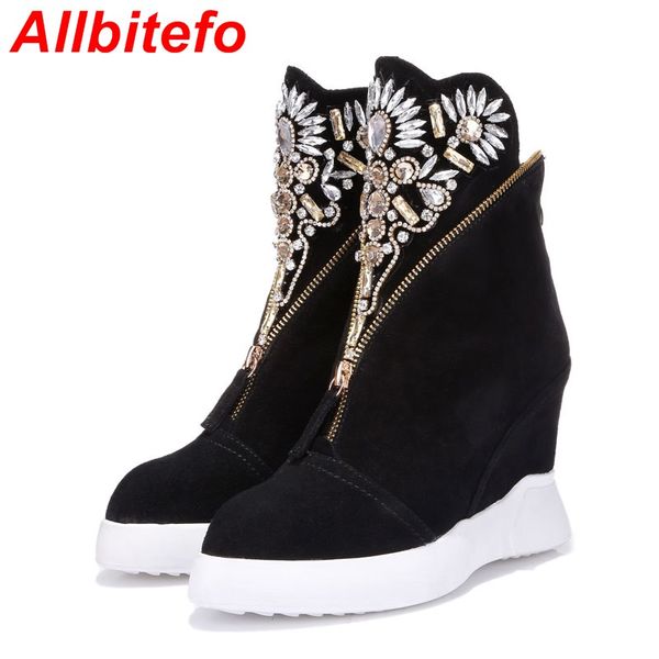allbitefo fashion rhinestone flower wedges heel ankle boots genuine leather height increasing maritn boots woemn, Black
allbitefo fashion rhinestone flower wedges heel ankle boots genuine leather height increasing maritn boots woemn, Black