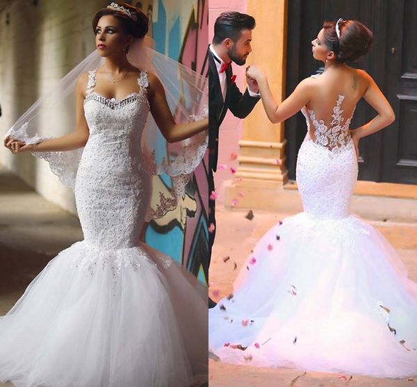 romantic hollow mermaid wedding dresses with straps sequins beading lace applique court train wedding dress bridal gowns cheap, White
romantic hollow mermaid wedding dresses with straps sequins beading lace applique court train wedding dress bridal gowns cheap, White