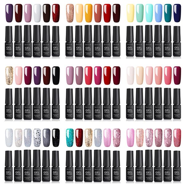lilycute gel nail polish set glitter sequins gel set semi permanent soak off nail varnish uv polish art