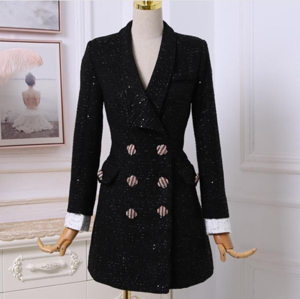 wool blends women autumn winter sequin coatswoolen tweed long coat black double breasted slim
wool blends women autumn winter sequin coatswoolen tweed long coat black double breasted slim
