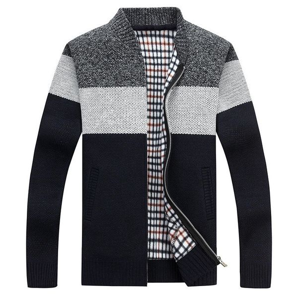 zogaa 2019 autumn men thick sweatercoat striped stand collar zipper sweater coat outerwear winter fleece cashmere liner sweaters, White;black
zogaa 2019 autumn men thick sweatercoat striped stand collar zipper sweater coat outerwear winter fleece cashmere liner sweaters, White;black