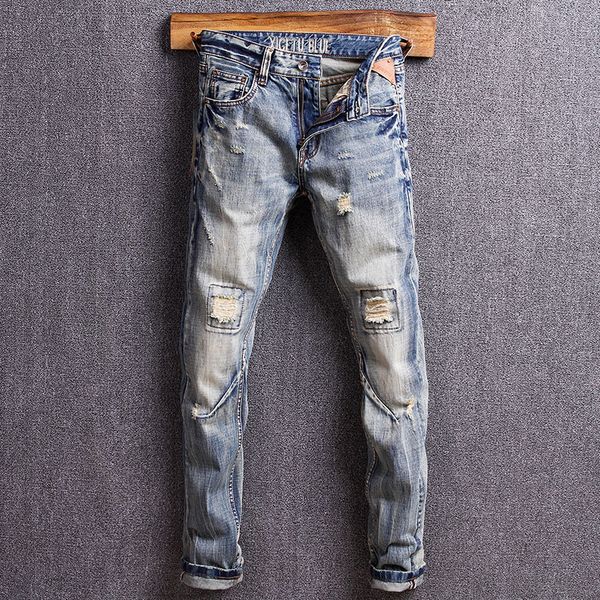american streetwear fashion men jeans destroyed biker pants homme ripped jeans men retro wash designer hip hop, Blue
american streetwear fashion men jeans destroyed biker pants homme ripped jeans men retro wash designer hip hop, Blue