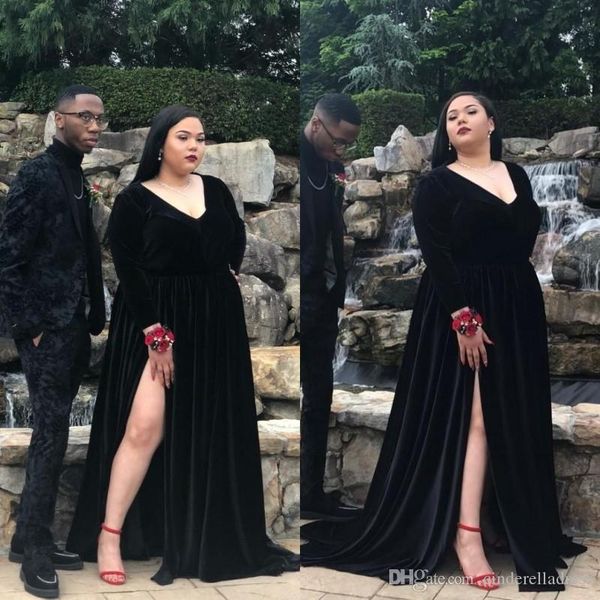 new mermaid prom dresses long sleeves high jewel neck lace applique beaded high side split sweep train formal party wear, Black
new mermaid prom dresses long sleeves high jewel neck lace applique beaded high side split sweep train formal party wear, Black