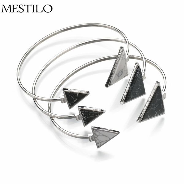 mestilo fashion bohemian gold color blue white geometric triangle stone open cuff bangles bracelets faux marble stone pulseras, Black
mestilo fashion bohemian gold color blue white geometric triangle stone open cuff bangles bracelets faux marble stone pulseras, Black