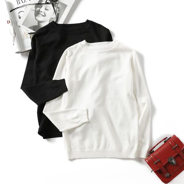 2019 autumn and winter new women's loose long-sleeved sweater female round neck knit female korean version of the pullover, White;black
2019 autumn and winter new women's loose long-sleeved sweater female round neck knit female korean version of the pullover, White;black