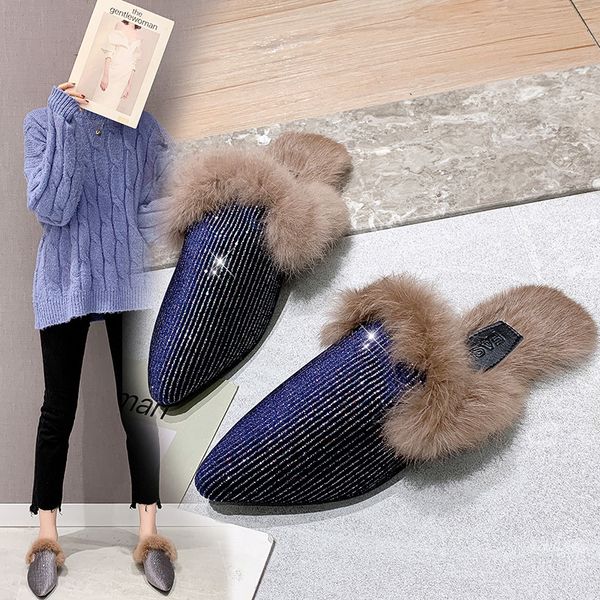 pointed toe slippers fur shoes slides low fashion mules women loafers cover plush luxury 2019 flat basic pu rome rubber, Black
pointed toe slippers fur shoes slides low fashion mules women loafers cover plush luxury 2019 flat basic pu rome rubber, Black