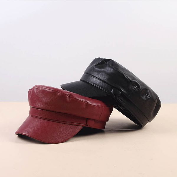 hat woman korean fashion leather octagonal military hat autumn winter british hipster simple and versatile leather cap duck tongue berets, Blue;gray
hat woman korean fashion leather octagonal military hat autumn winter british hipster simple and versatile leather cap duck tongue berets, Blue;gray