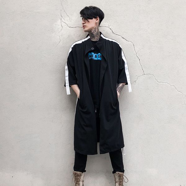 men long style loose casual cardigan shirt coat male high street fashion punk hip hop half sleeve shirts jacket, White;black
men long style loose casual cardigan shirt coat male high street fashion punk hip hop half sleeve shirts jacket, White;black