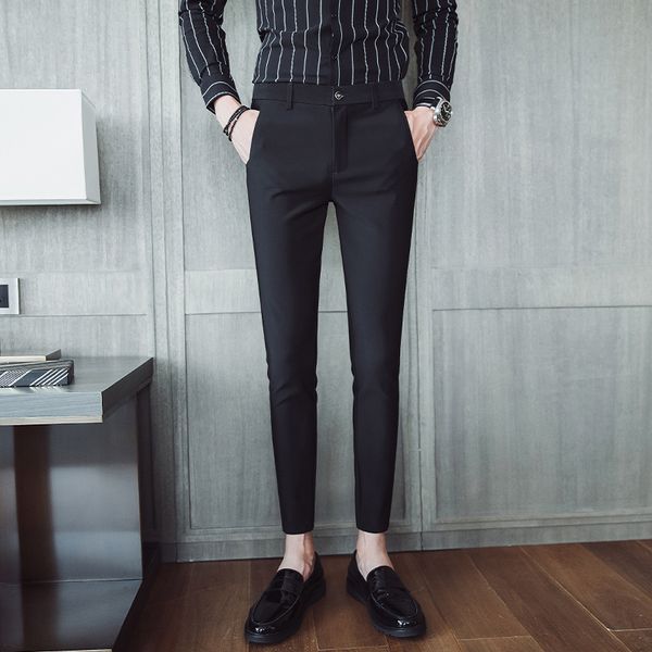 2020 pantalon homme black pants mens slim fit dark blue trousers mens formal suit pants corean style elasticity trousers
2020 pantalon homme black pants mens slim fit dark blue trousers mens formal suit pants corean style elasticity trousers