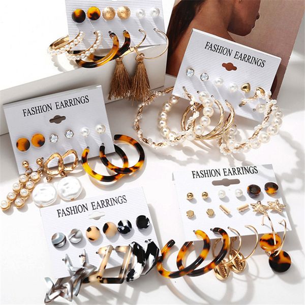trendy acrylic pearl earrings for women bohemian earrings set big drop earring 2020 female fashion statement brincos jewelry, Silver 
trendy acrylic pearl earrings for women bohemian earrings set big drop earring 2020 female fashion statement brincos jewelry, Silver