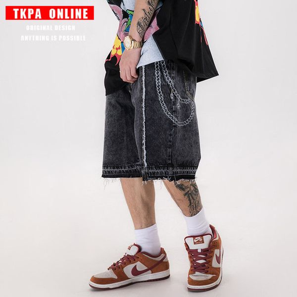 men's jeans tkpa europe and america high street dark chain embroidered burr denim shorts retro loose straight casual pants men, Blue
men's jeans tkpa europe and america high street dark chain embroidered burr denim shorts retro loose straight casual pants men, Blue