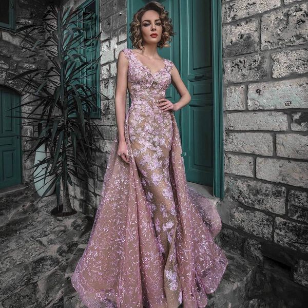 gorgeous pink mermaid prom dresses v neck lace beads with detachable train arabic evening gowns special occasion dress abendkleider, Black
gorgeous pink mermaid prom dresses v neck lace beads with detachable train arabic evening gowns special occasion dress abendkleider, Black