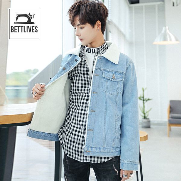 winter brushed and thick jeans coat men's berber fleece youth japanese-style short warm cowboy clothing fur collar jacket, Black;brown
winter brushed and thick jeans coat men's berber fleece youth japanese-style short warm cowboy clothing fur collar jacket, Black;brown