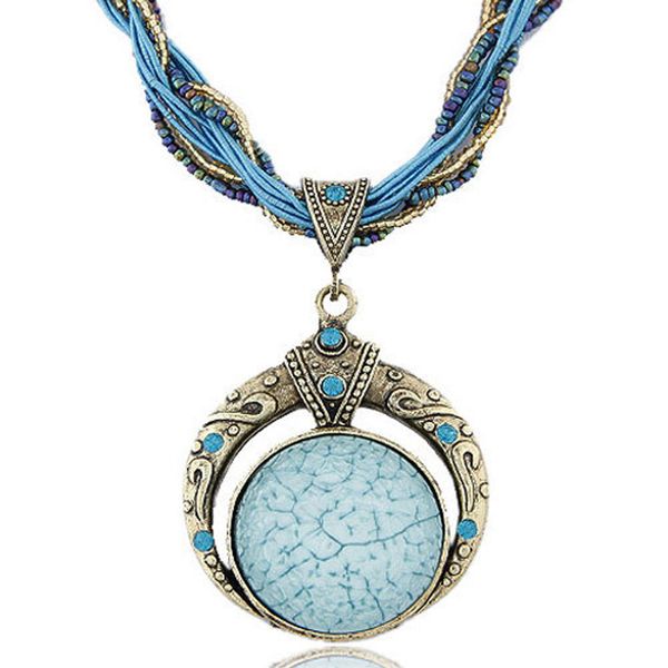 2017 new design style bohemian handmade jewelry blue flower large bead fine necklace for women, Silver
2017 new design style bohemian handmade jewelry blue flower large bead fine necklace for women, Silver