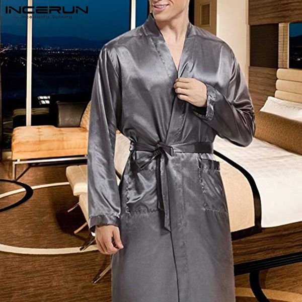 incerun mens robe silk satin long sleeve autumn long bathrobe lightweight sleepwear belt pajamas dressing gown kimono hombre y20041611615, Blue;gray
incerun mens robe silk satin long sleeve autumn long bathrobe lightweight sleepwear belt pajamas dressing gown kimono hombre y20041611615, Blue;gray