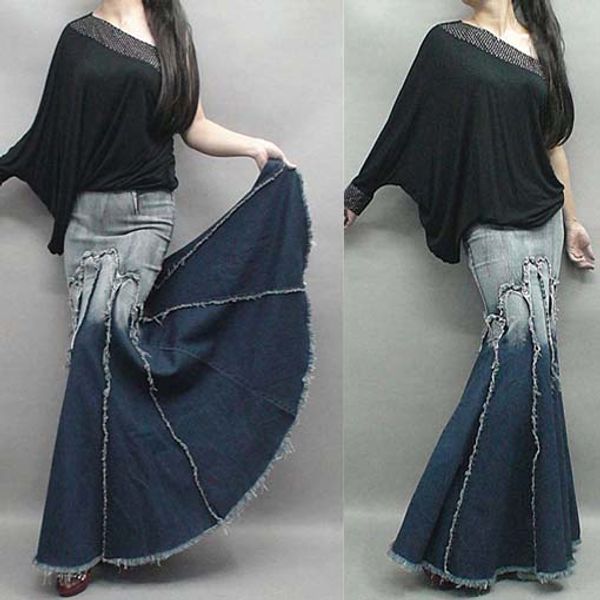 fashion maxi long denim skirt women high waist gradient tassel jeans skirts ladies package hip trumpet mermaid fishtail skirts, Black
fashion maxi long denim skirt women high waist gradient tassel jeans skirts ladies package hip trumpet mermaid fishtail skirts, Black