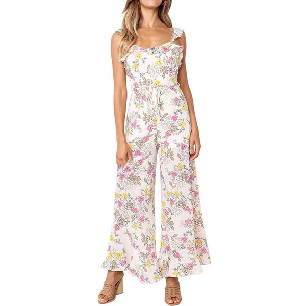 monerffi women sleeveless floral print jumpsuit ruffled strap backless wide leg long pants plus size rompers femme 2019, Black;white 
monerffi women sleeveless floral print jumpsuit ruffled strap backless wide leg long pants plus size rompers femme 2019, Black;white
