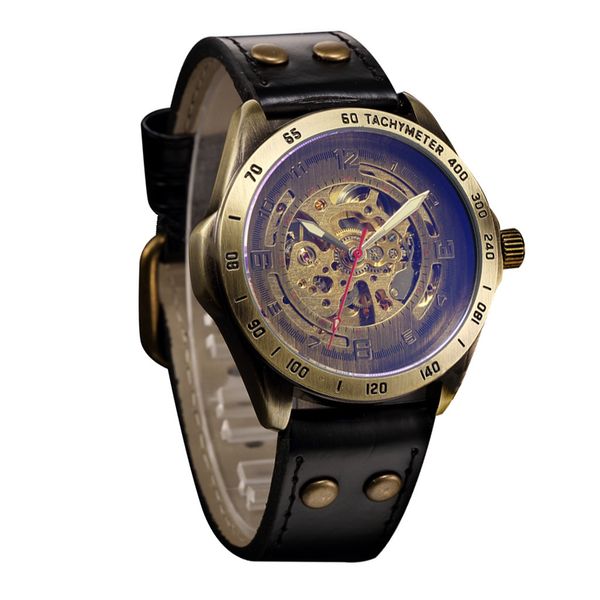 business hollow steampunk watch men's leather retro watch buckle automatic mechanical stainless steel l0522, Slivery;brown
business hollow steampunk watch men's leather retro watch buckle automatic mechanical stainless steel l0522, Slivery;brown