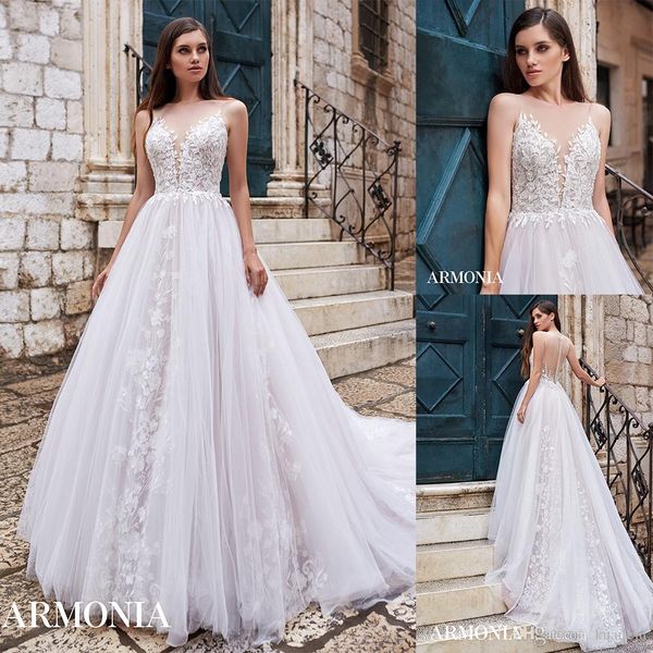 simple tmarmonia a line wedding dresses spaghetti sleeveless tulle lace applique pears wedding gowns sweep train robe de mariée, White
simple tmarmonia a line wedding dresses spaghetti sleeveless tulle lace applique pears wedding gowns sweep train robe de mariée, White