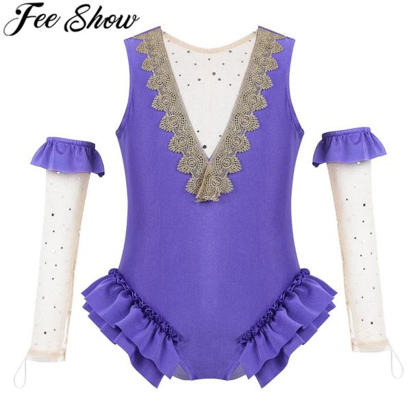 kids girls performance costume sleeveless mesh splice v-shape back leotard with arm sleeves for halloween cosplay theme party, White
kids girls performance costume sleeveless mesh splice v-shape back leotard with arm sleeves for halloween cosplay theme party, White