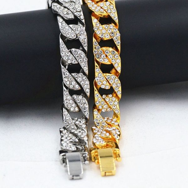 hip hop cuba bracelet hip hop miami cuban link golden silvery iced out paved rhinestones male wristband street jewelry gift, Black
hip hop cuba bracelet hip hop miami cuban link golden silvery iced out paved rhinestones male wristband street jewelry gift, Black