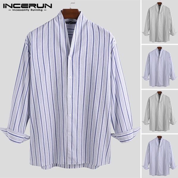 2019 men small fresh long sleeve v-neck shirts street korean style leisure button blouse incerun camisa masculina chic, White;black
2019 men small fresh long sleeve v-neck shirts street korean style leisure button blouse incerun camisa masculina chic, White;black