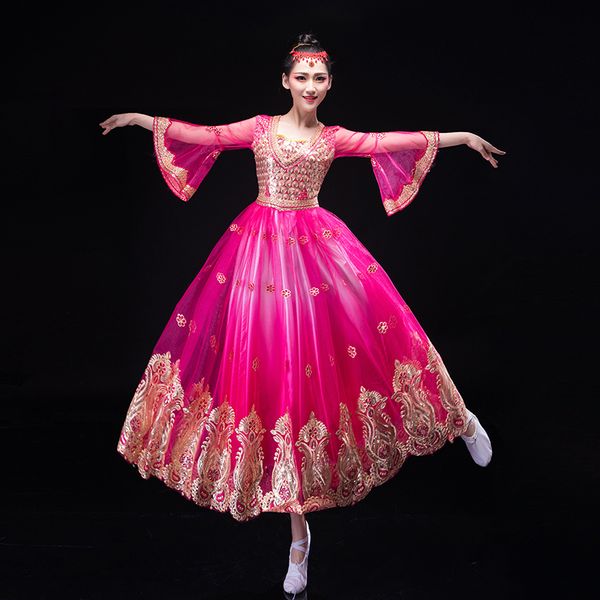 stage wear xinjiang dance costume big swing skirt female minority style tianzhu girl suit, Black;red
stage wear xinjiang dance costume big swing skirt female minority style tianzhu girl suit, Black;red